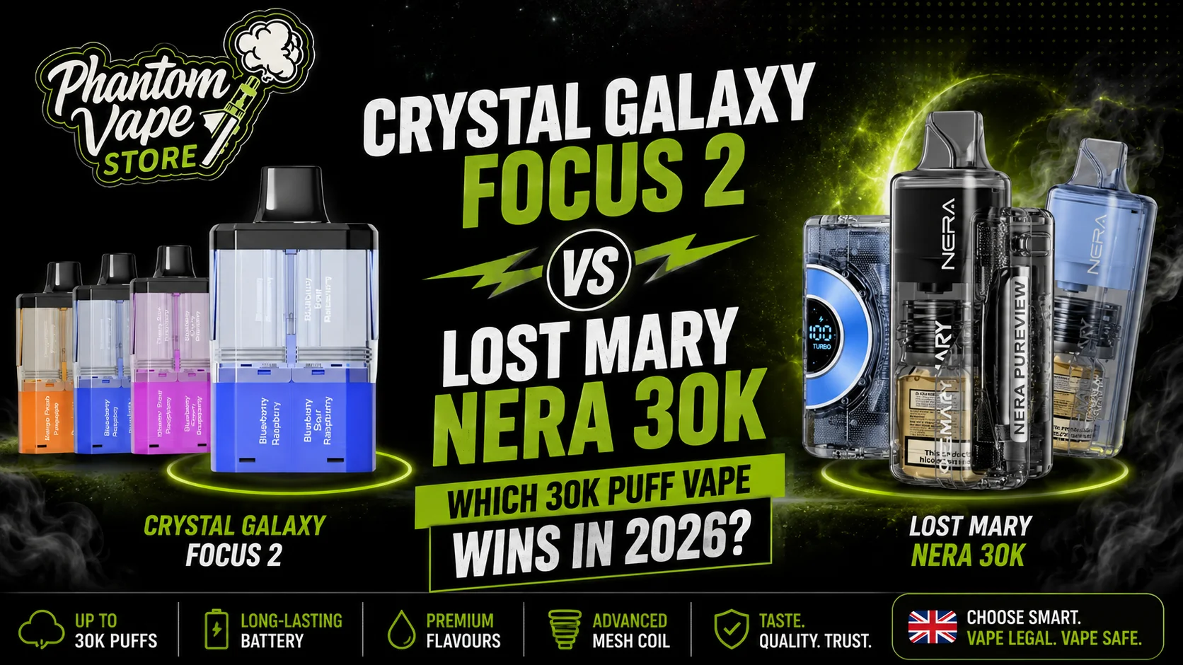 Crystal Galaxy Focus 2 vs Lost Mary Nera 30K Which 30K Puff Vape Wins